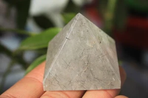 91g NATURAL TOURMALINE Rutilated QUARTZ CRYSTA PYRAMID HEALING - Picture 1 of 12