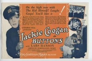 JACKIE COOGAN PELÍCULA HERALDO NIÑO ACTOR BOTONES TÍO FESTER - Imagen 1 de 2