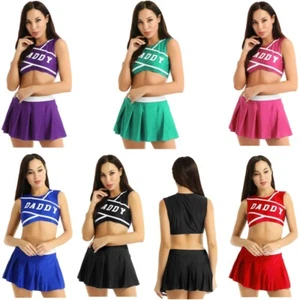 Women Sexy Cheer Leading Outfit Musical Party Uniform Daddy Tops + Pleated Skirt - Picture 1 of 80