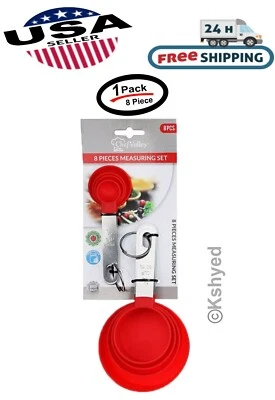 8Pcs Stainless Steel Measuring Cups Spoons Kitchen Baking Cooking Tools Set -New - Image 1 of 4