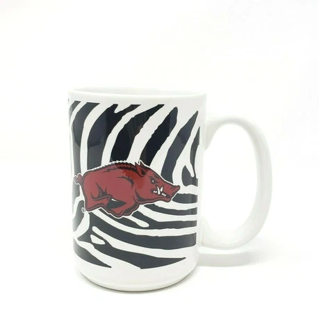 Arkansas Razorbacks Coffee Tea Mug Cup University Hogs NCAA SEC White Black Red Cover