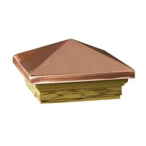 Post Cap 6 in x 6 in Copper-Plated Plastic High Point Pyramid-Shape Design - Picture 1 of 4