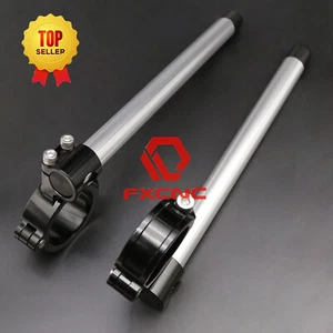 FXCNC Universal Silver&Black Normal Clip-Ons Handlebar Handle Bar Clip Ons 41mm - Foto 1 di 10