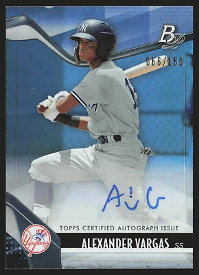 2021 Bowman Platinum #TOP-54 Alexander Vargas Prospects Autographs Blue /150 AU - Image 1 of 2