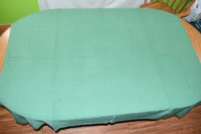 Vintage MCM Solid Green Linen Rectangle Tablecloth 64"x59" - Image 1 of 4