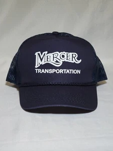 Cappello berretto camionista vintage Mercer trasporto blu snap back taglia unica bianco navy - Foto 1 di 4