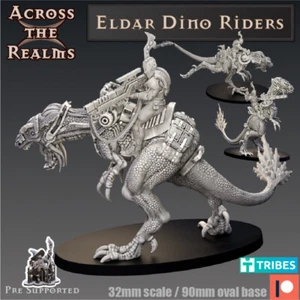Exiled Dino Riders x3 | Across the Realms | Elves Wargaming 3D Printed Miniature - Picture 1 of 3
