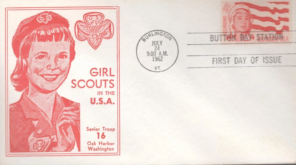 1962 FDC - Scott# 1199 - Girl Scouts - Troop 16 Oak Harbor Flap/S - Image 1 of 1