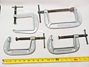 Abrazaderas en C, (4) colombianas (1) es una abrazadera de garganta profunda de 3" abrazadera en C de 6" y (2) abrazaderas de 4" - Imagen 1 de 7