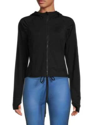 Yogalicious BLACK Women's Slim Fit Cropped Hoodie, Medium - Image 1 of 3