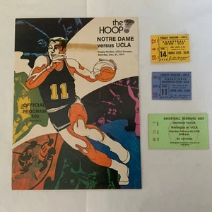 1974-75 UCLA Basketball - 3 ticket stubs + program (Notre Dame) - Very Good/VG+ - Picture 1 of 5