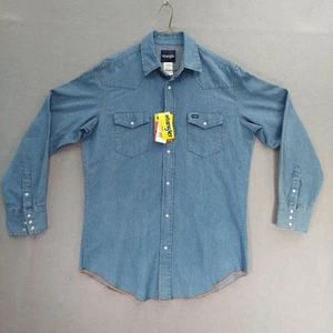 Wrangler Cowboy Cut Denim Shirt Pearl Snap Work Long Slv 70127SW LT LARGE TALL - Picture 1 of 17