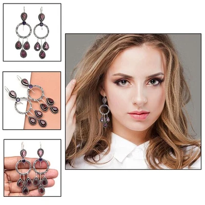 925 Silver Amethyst Sterling Gemstone Earring Jewelry Handmade Earrings Purple - Image 1 of 4