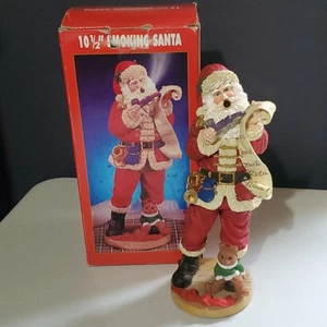 FESTIVE FIGURES Pipe Smoking Santa Figure Statue 10 1/2" Diffuser Very Good Cond - Picture 1 of 7