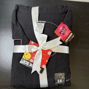 NEW Joe Boxer Black Pink Women 2XL 2-Piece Flannel Pajama Sleep Set Pjs Lounge - Picture 1 of 6