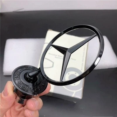 BLACK Bonnet Hood  Raised Star Emblem Badge 44mm Fit For Mercedes Benz W204 C200 Foto 1 de 4