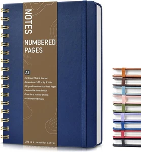 Cuaderno Diario Espiral Forrado, A5 Diarios Espirales Tapa Dura para Mujeres Hombres, 150 N - Imagen 1 de 7