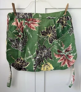 Medio delantal de tela de corteza hecho a mano con dos bolsillos de colección - Imagen 1 de 6