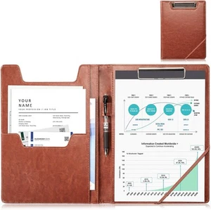 ProCase Clipboard Folder Portfolio, Leather Business Padfolio Organizer Brown - Picture 1 of 7