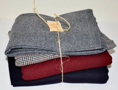 Vintage Wool Scrap Fabrics Cutter Craft Lot 2.1 Pounds - Image 1 of 4