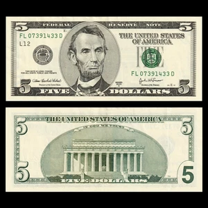 USA $5 2003A FEDERAL RESERVE NOTE SAN FRANCISCO CRISP UNC — FREE SHIPPING - Picture 1 of 1