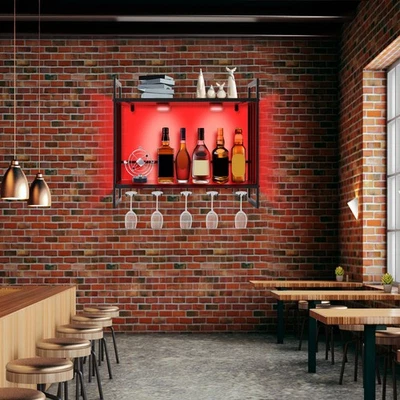 Estante de almacenamiento de copas de vino montado en la pared Soporte para botellas Bar Estante para vino NUEVO Foto 1 de 4