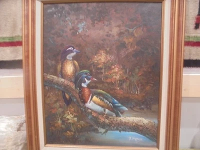 REALLY NICE OIL ON CANVAS "WOOD DUCKS" SIGNED D. HIGGINS - Image 1 of 4