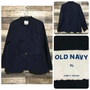 Old Navy Blazer Jacket Women’s XL Navy Blue One Button Cotton Blend Stretch - Picture 1 of 10