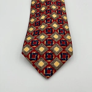 Robert Talbott Michael David Ltd Mens Silk Geometric Pattern Red Blue Yellow Tie - Picture 1 of 7