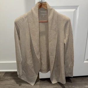 BANANA REPUBLIC Women Beige Open Cardigan Sweater SIZE S Wool Blend Ribbed Shawl - Picture 1 of 20