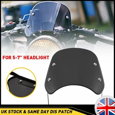 Universal Motorcycle Windshield Windscreen Screen Deflector For 5-7'' Headlight - Image 1 of 4