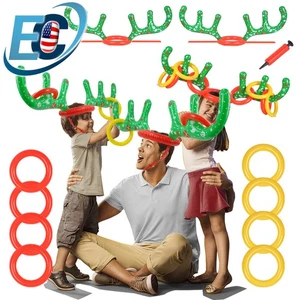 2x Juego Inflable de Lanzamiento de Anillo de Cuerno de Reno para Decoración de Navidad Fiesta Familiar - Imagen 1 de 8