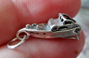 Plata de Ley 3D 9x20mm Cabina Crucero Yate Barco de Pesca con Dije de Timón - Imagen 1 de 10