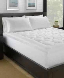 Ella Jayne Fluffy Clouds Fiber Bed Mattress Pad White Queen Size 100% Cotton - Picture 1 of 3