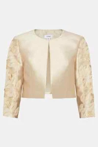 BNWT Coast gold bolero Short Jacket Size 18 wedding cruise Twill Cutwork - Picture 1 of 8