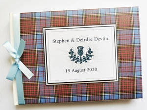 Scottish Fraser hunting weathered tartan wedding guest book, scottish guest book - Picture 1 of 8