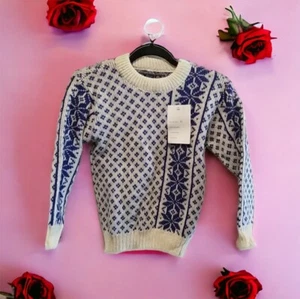 Vintage Kaare Gjose Nordic Knitted Wool Sweater Ski Boys 10/M Made In Norway New - Picture 1 of 8