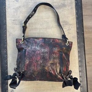 Chez by Cheryl Fine Leather Goods Snakeskin Hobo Large Handbag Multi Metallic - Picture 1 of 11