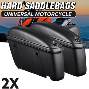 22L Pair Universal Motorcycle Hard Trunk Saddlebags Saddle Bags Side Box Rear - Picture 1 of 11