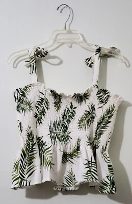 H&M Top Calado Hombro Corbata Hoja Estampado Talla (Mediana) Foto 1 de 4