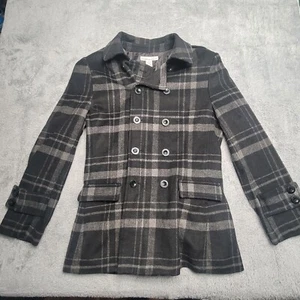 Andres Velasco Coat Mens Medium Black White Plaid Double Breasted - Picture 1 of 6