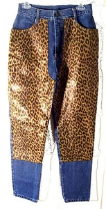 Jokko Jeans Denim Animal Leopard Print Accents Blue Jeans Size 11 - Picture 1 of 6