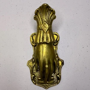 Vintage Brass Hand Door Knocker Ornate Design Home Decor Hardware - Picture 1 of 8