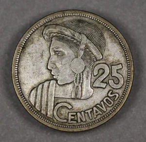 1957 Guatemala Silver 25 Centavos - Picture 1 of 2
