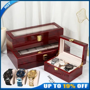 3-12 Grids Wooden Watch Box Jewellry Display Storage Organiser Case Gift For Men - Picture 1 of 24