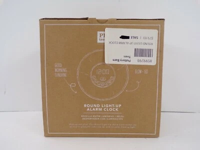 Pottery Barn Round Light Up Alarm Clock Bluetooth Waterproof 9x9x 2" White #A1 - Image 1 of 4