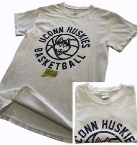 UConn Huskies Basketball CT Chevy  T-Shirt Sz Small White Gildan Crew Short Slv - Picture 1 of 18