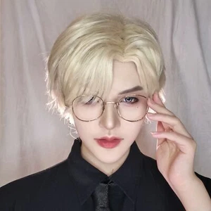 Cosplay Masculino Peluca Corta Diaria Adolescente Guapo Estilo Japonés Estudiante de Oro Blanco - Imagen 1 de 9