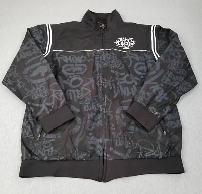 VINTAGE Ecko Unltd Track Jacket Men Extra Large Black Graffiti Spray Lightweight - Image 1 of 4