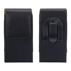 Phone Belt Holder for 5.0-5.2" Phone Vertical Grain Leather Black 6"x3.1"x0.5" - Zdjęcie 1 z 7